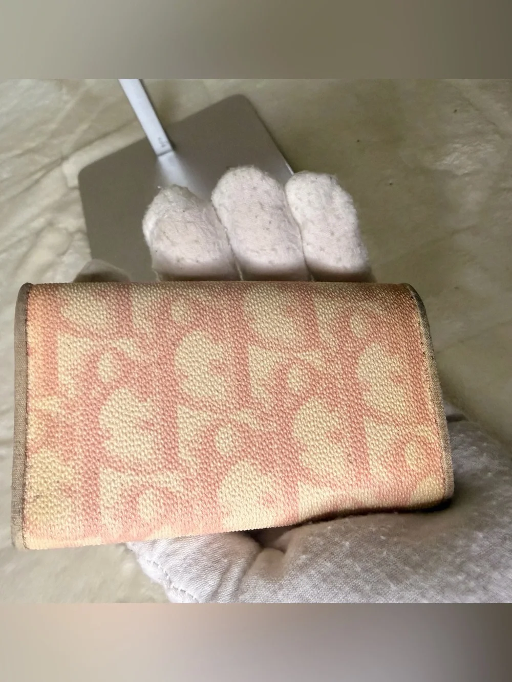 Christian Dior Vintage Trotter Key Case in Pink with Silver 'D'